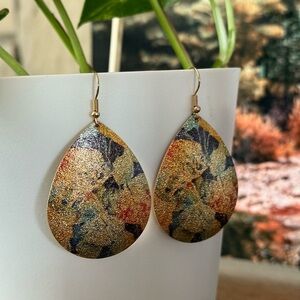 Metallic Teardrop Earrings Gold Multicolor